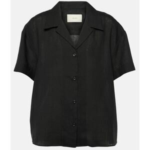 Asceno Prague Black Boxy Linen Shirt Size Small